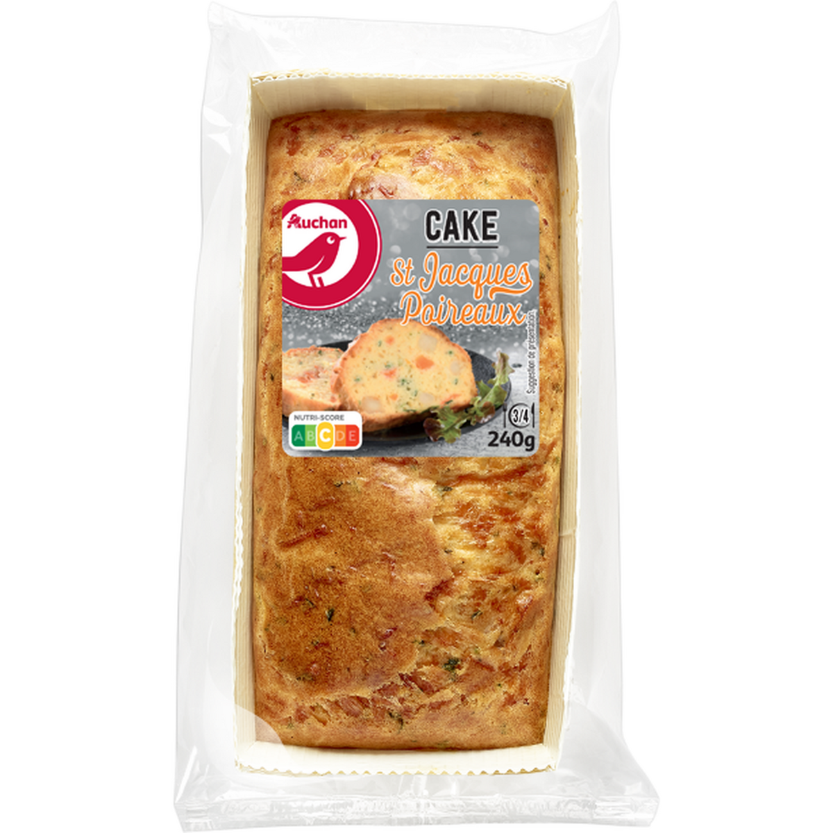 AUCHAN Cake noix de St-Jacques et poireaux 3-4 portions 240g