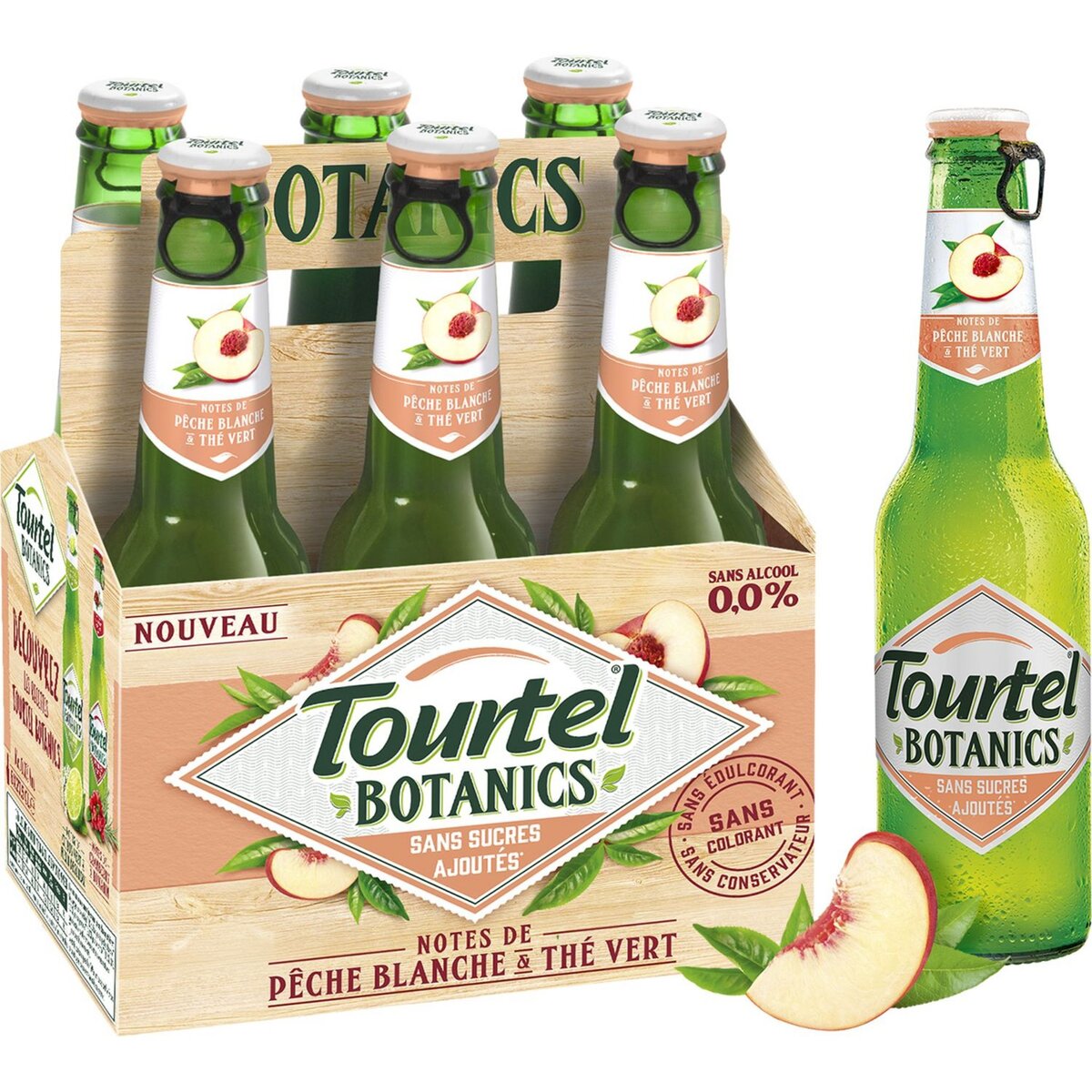 TOURTEL Bière Botanics sans alcool 0,0 pêche blanche et thé vert bouteilles 6x27.5cl pas cher