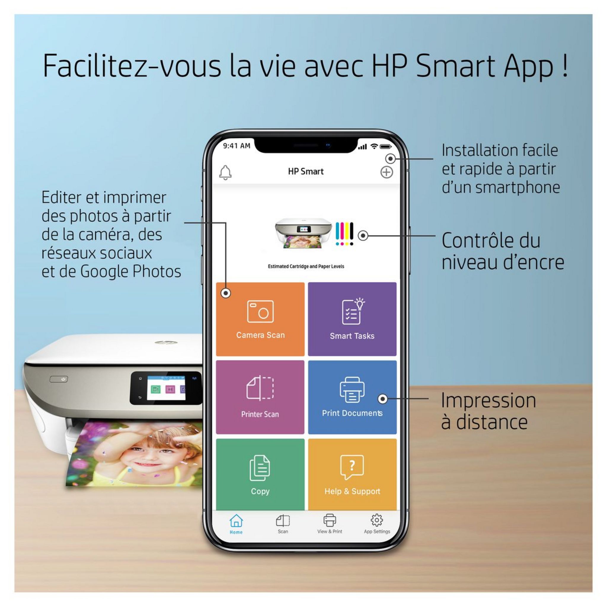 Voir la diapositive 3 : HP Imprimante multifonction 7134 - Compatible Instant INK