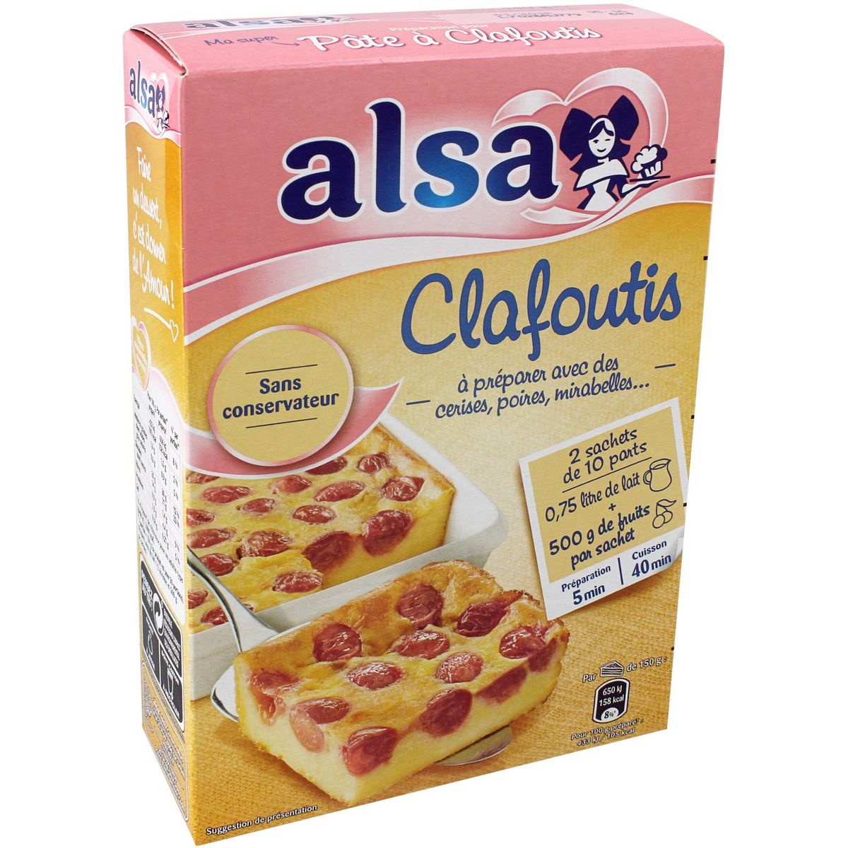 ALSA Préparation pour Pâte à Clafoutis 2 sachets de 10 parts 440g