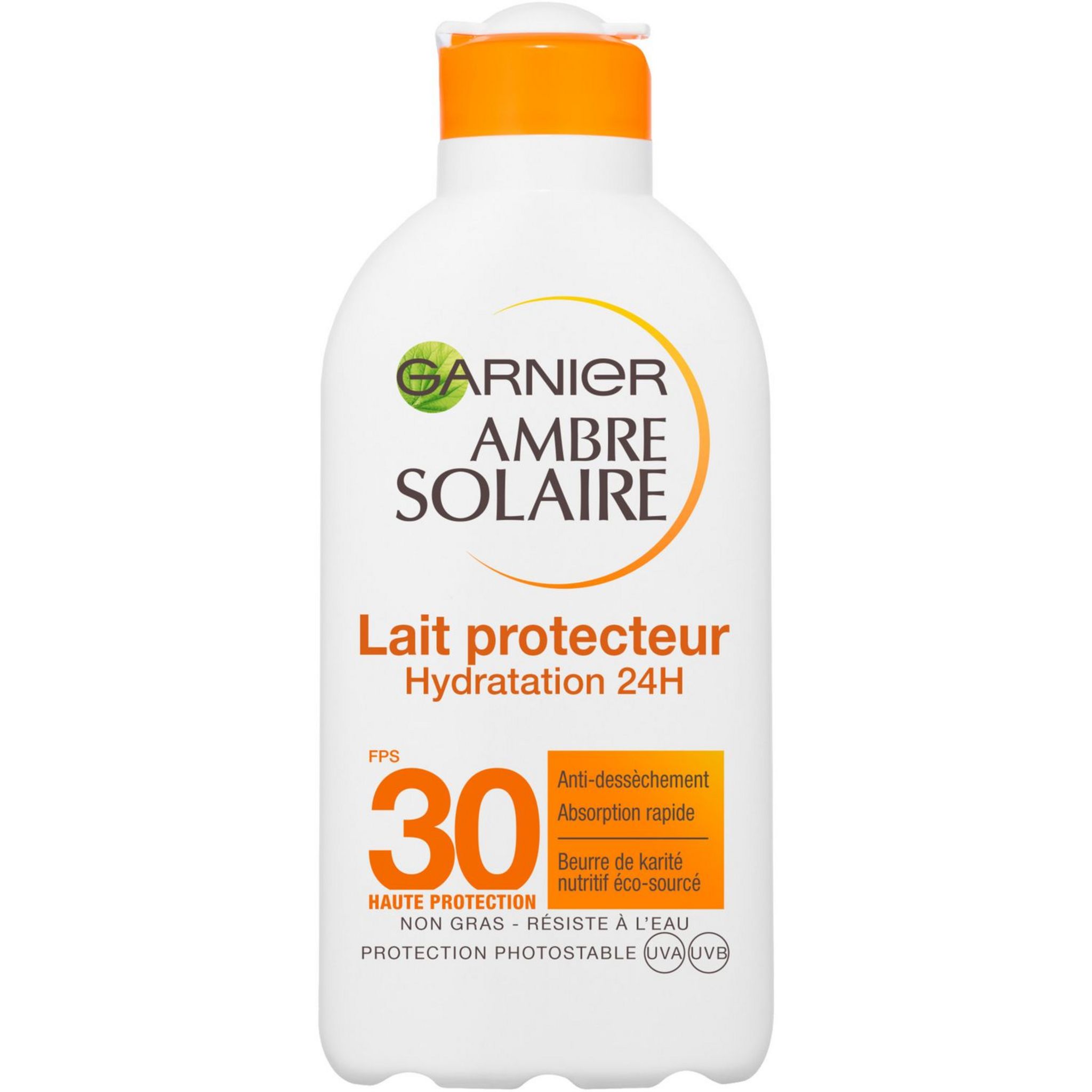 Garnier Ambre Solaire Feuchtigkeitspflege LSF 30 - 24h Hydration, Mit Sheabutter, Wasserfest - 200 Ml Sonnenmilch