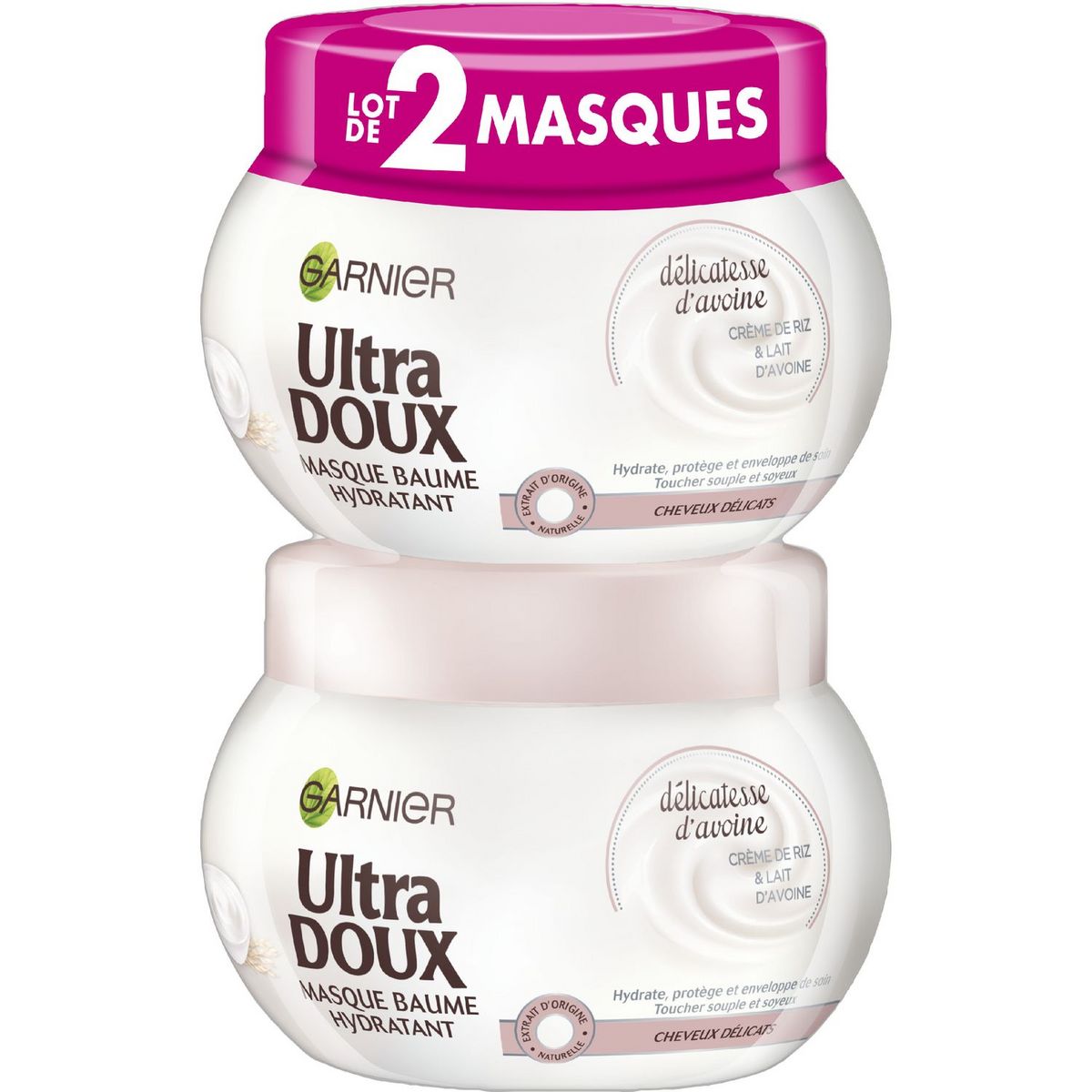 GARNIER Ultra Doux Masque hydratant avoine & crème de riz cheveux délicats 2x300ml 2x300ml