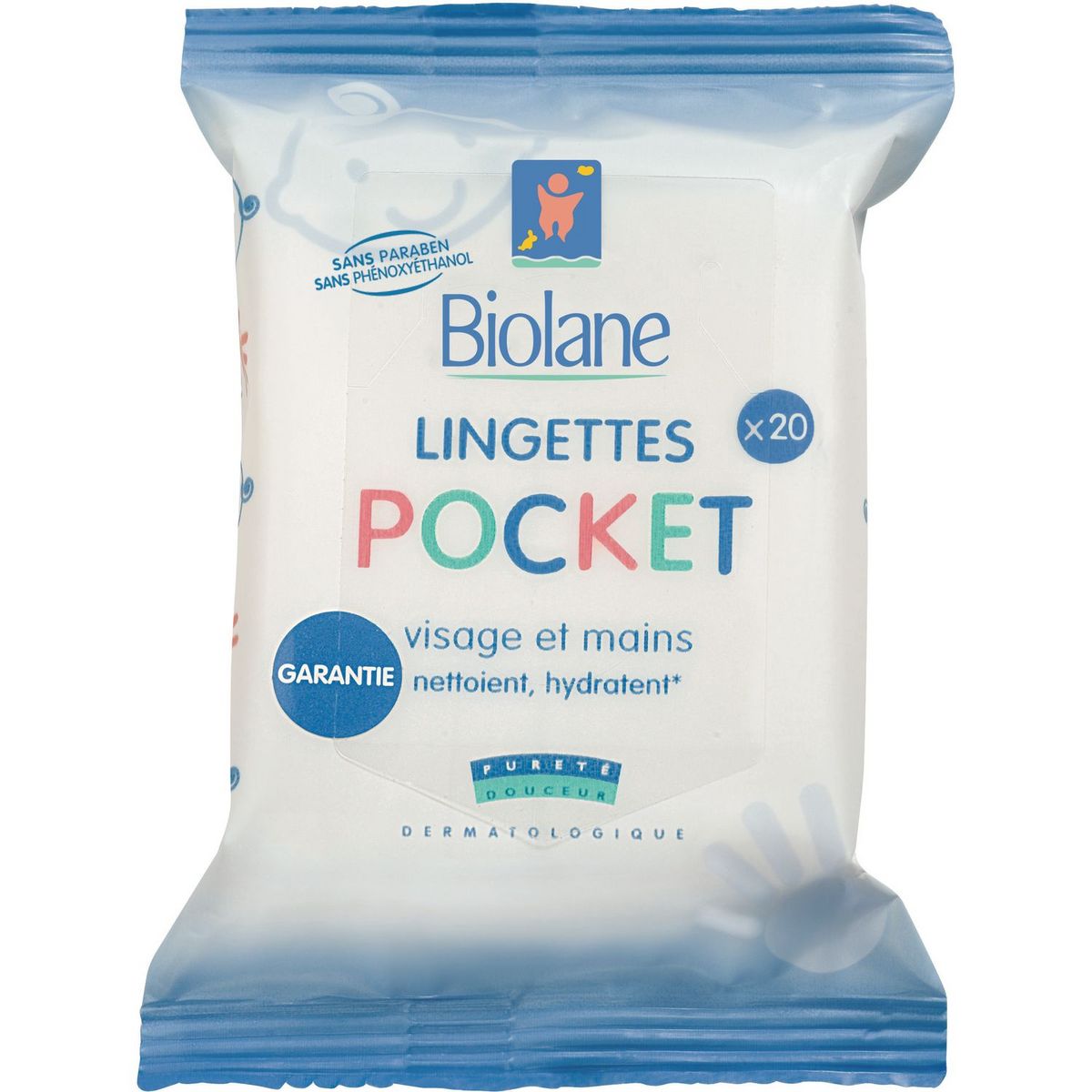 BIOLANE Lingettes visage et mains format pocket pour bébé 20 lingettes
