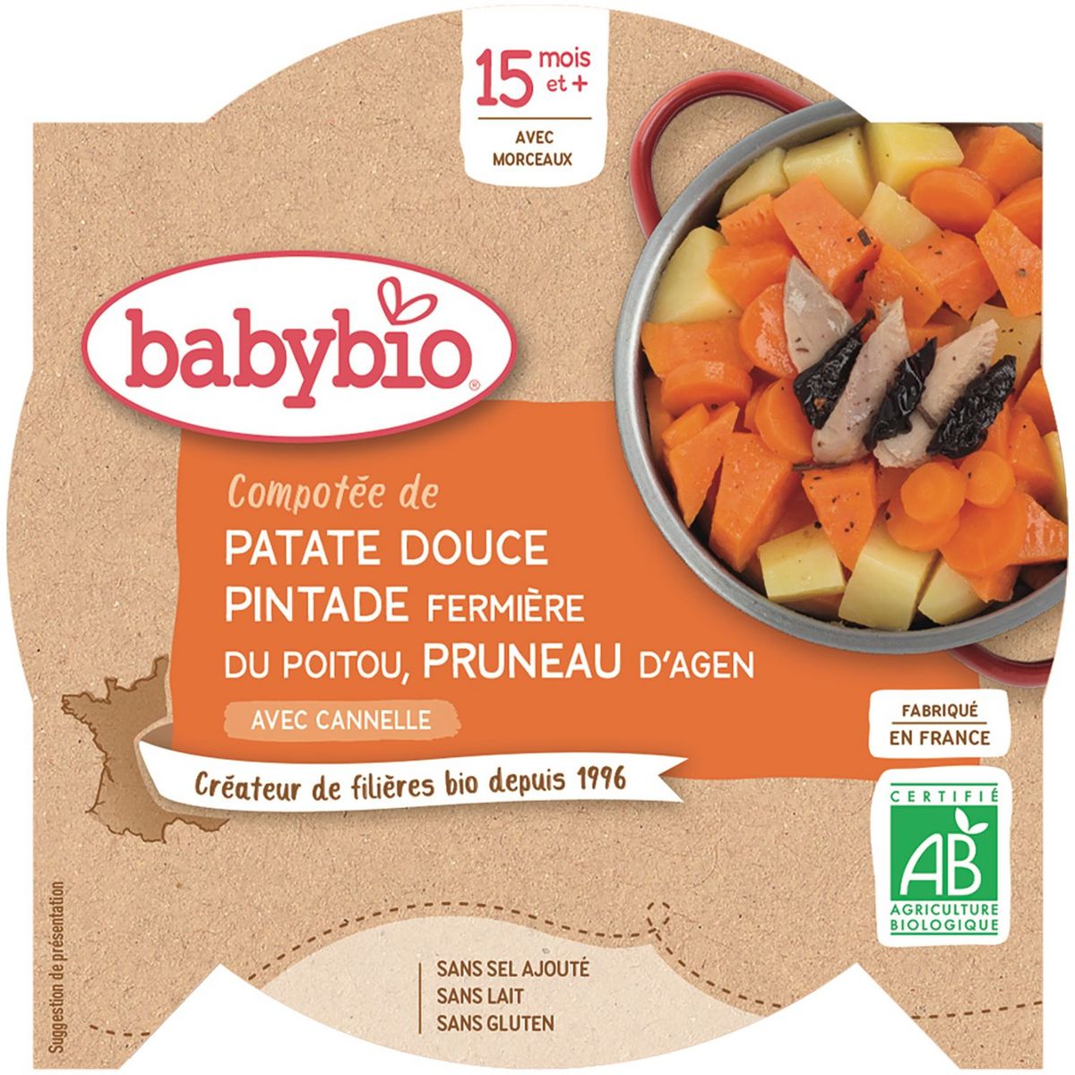 BABYBIO Babybio assiette patate douce pintade pruneaux260g dès15mois