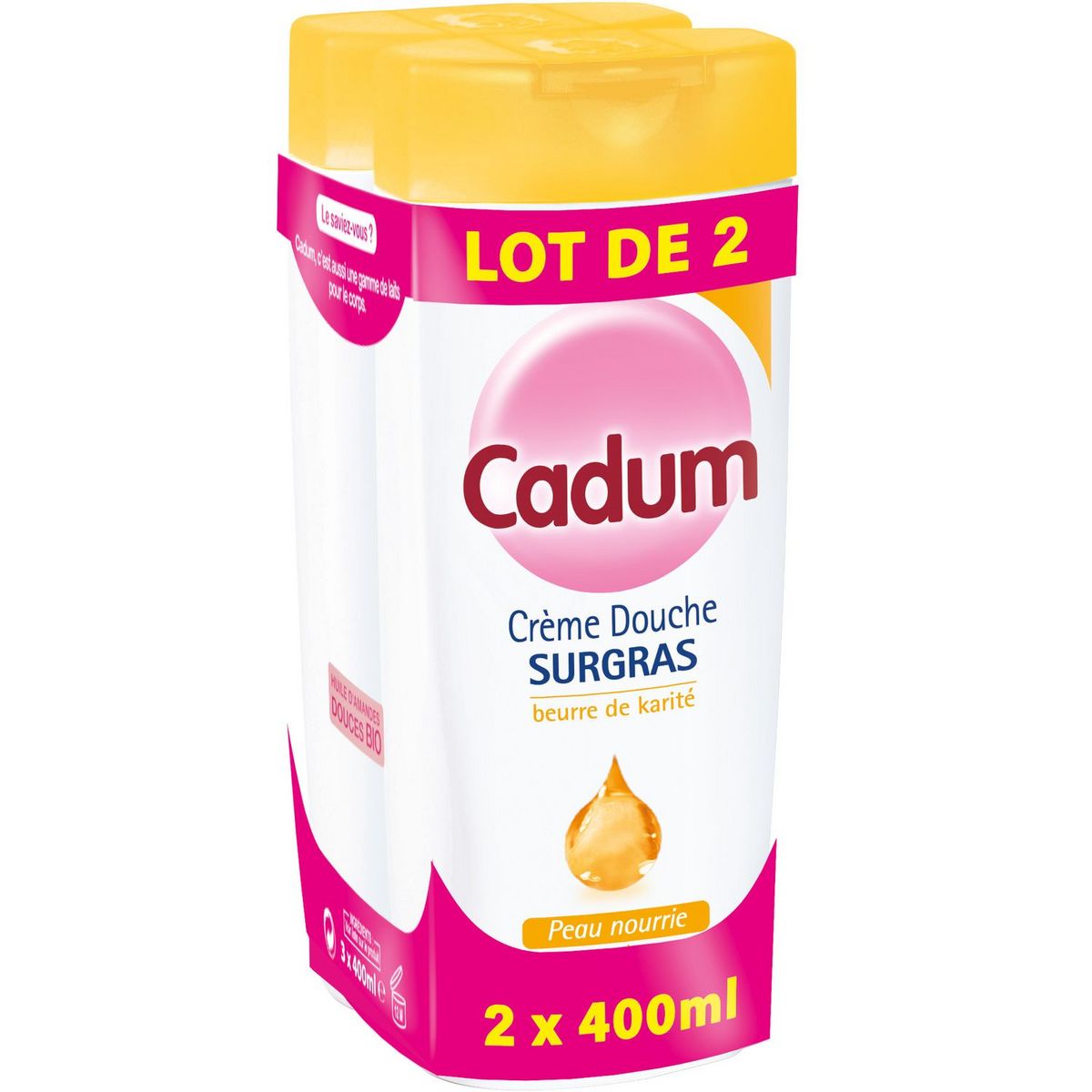 CADUM Crème douche surgras beurre de karité 2x400ml