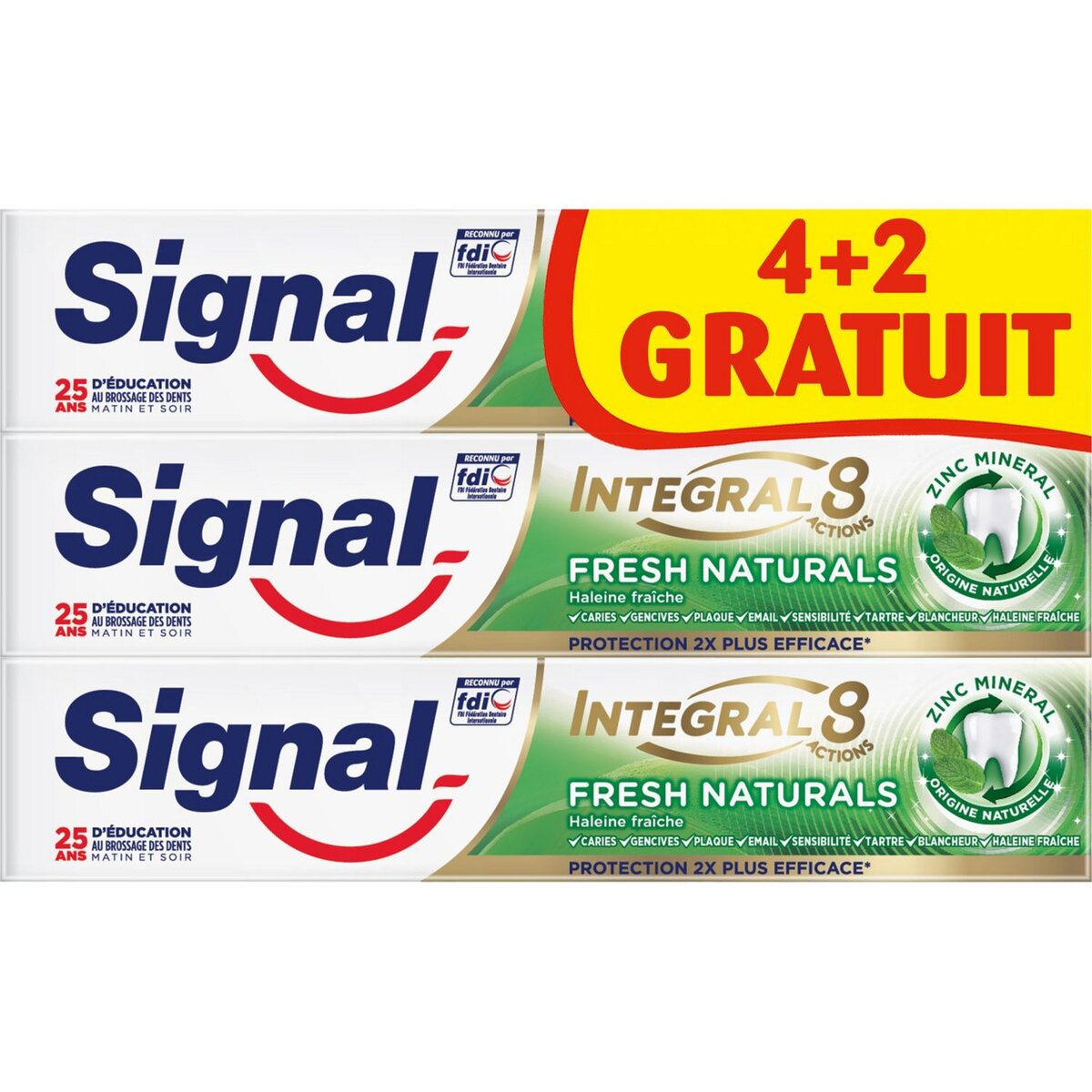 SIGNAL Integral 8 dentifrice fresh natural 6x75ml