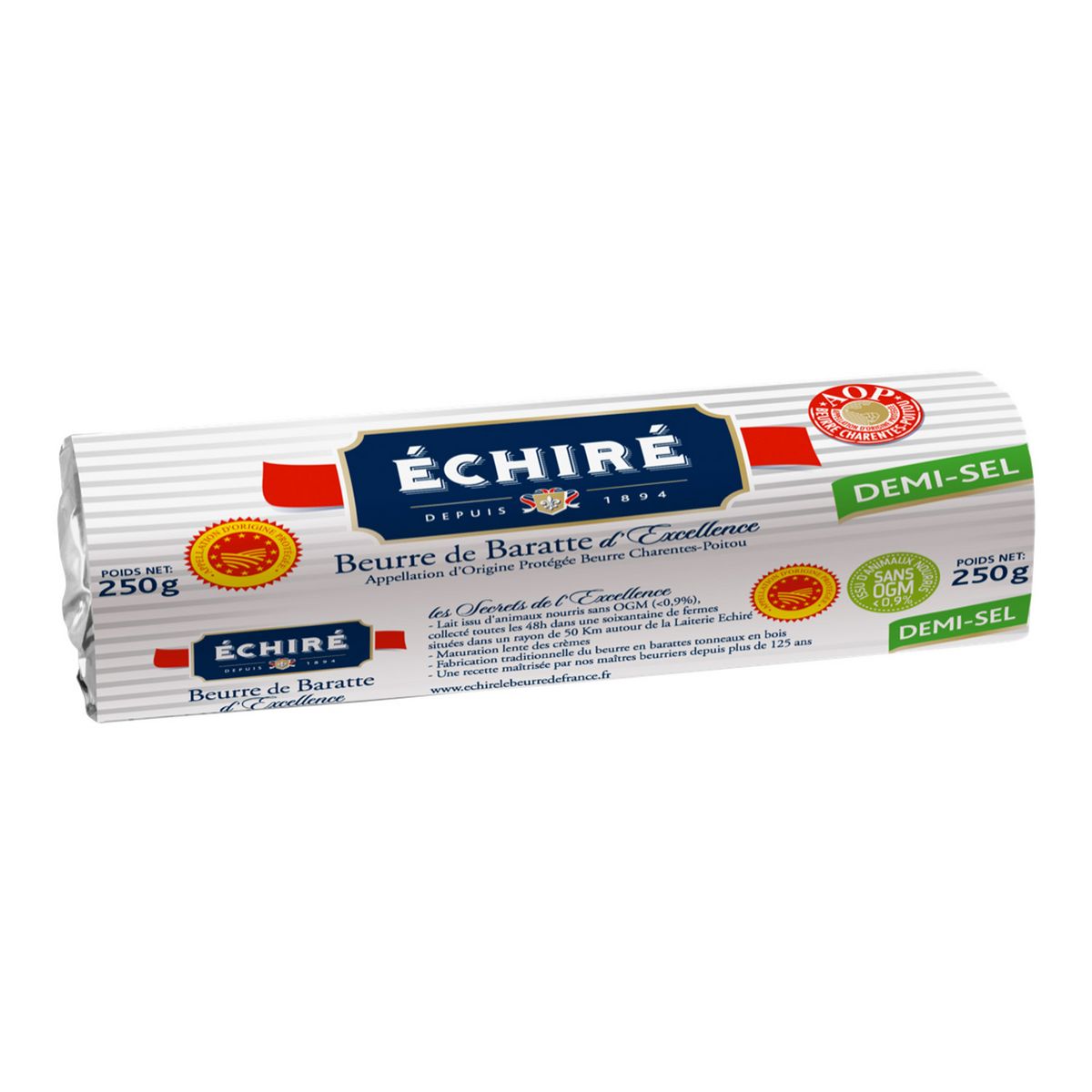 ÉCHIRÉ Beurre de Baratte AOP demi-sel Charente Poitou 1 pièce 250g