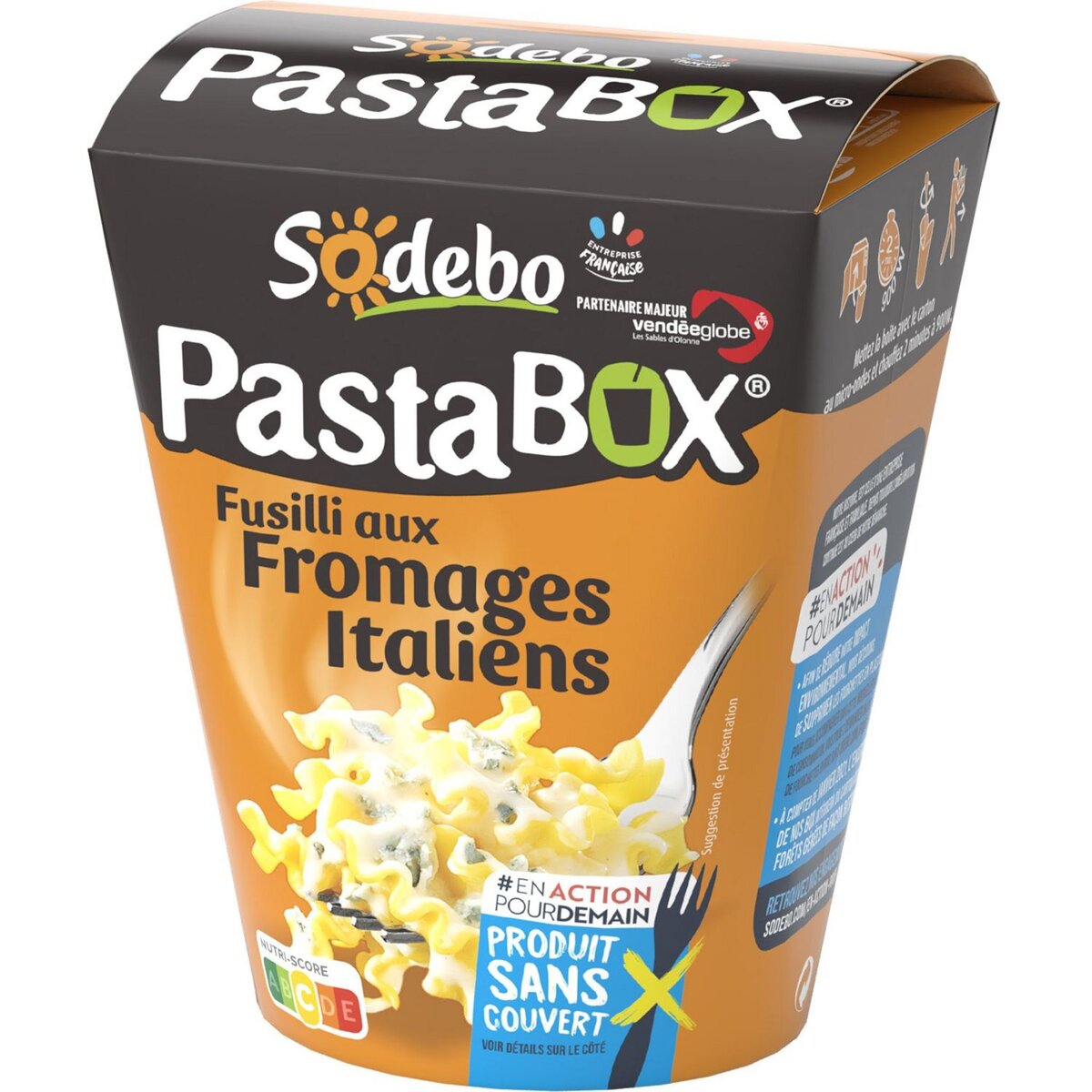 SODEBO Pastabox fusilli fromage italien sans couverts 1 portion 300g