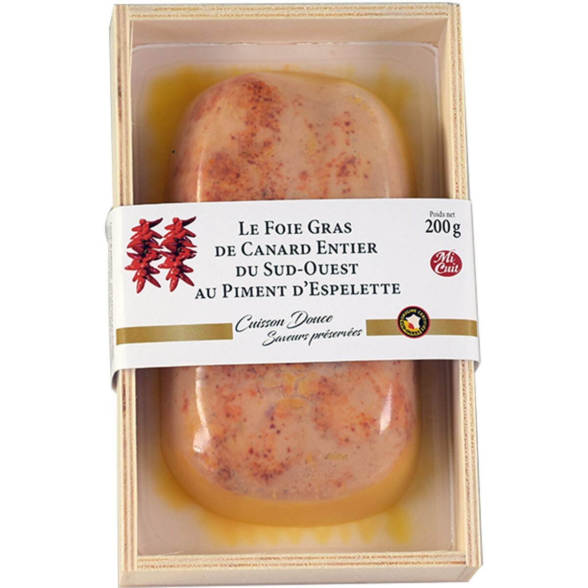 Foie gras de canard entier au piment d'Espelette 200g