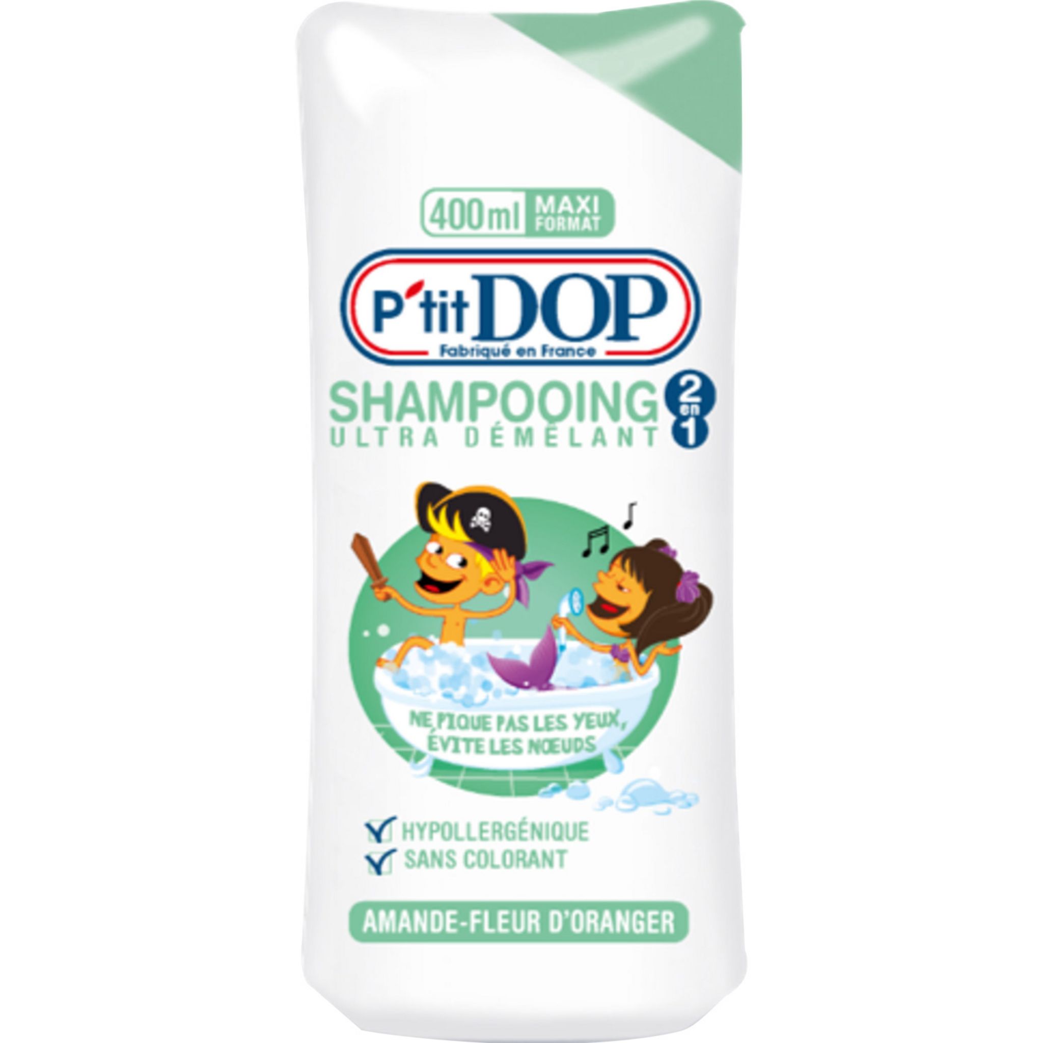 P'TIT DOP Shampooing enfant ultra démêlant amande, fleur d'oranger 400ml