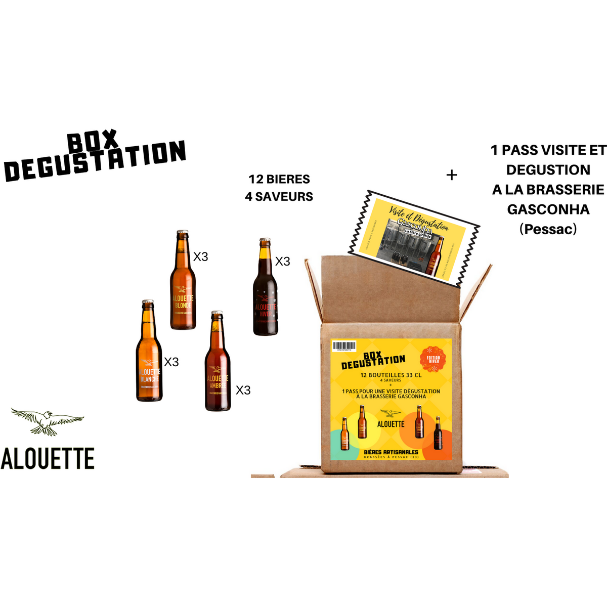 Bière dégustation bouteille 6% + 1 pass visite 12x33cl