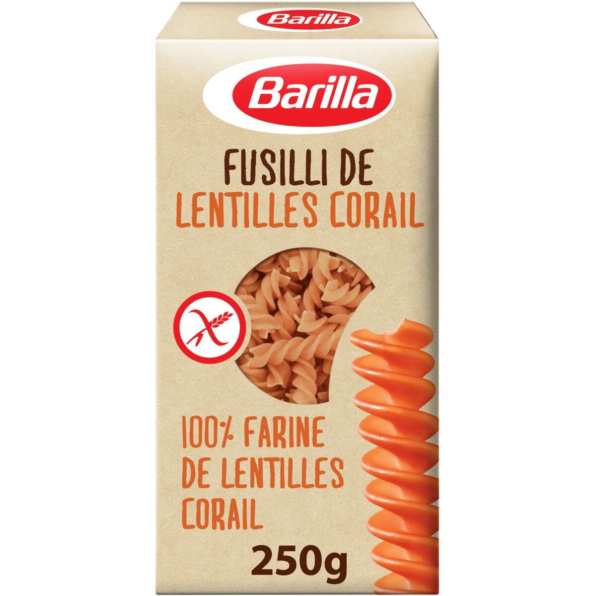 BARILLA Fusilli 100% farine de lentilles corail sans gluten 250g