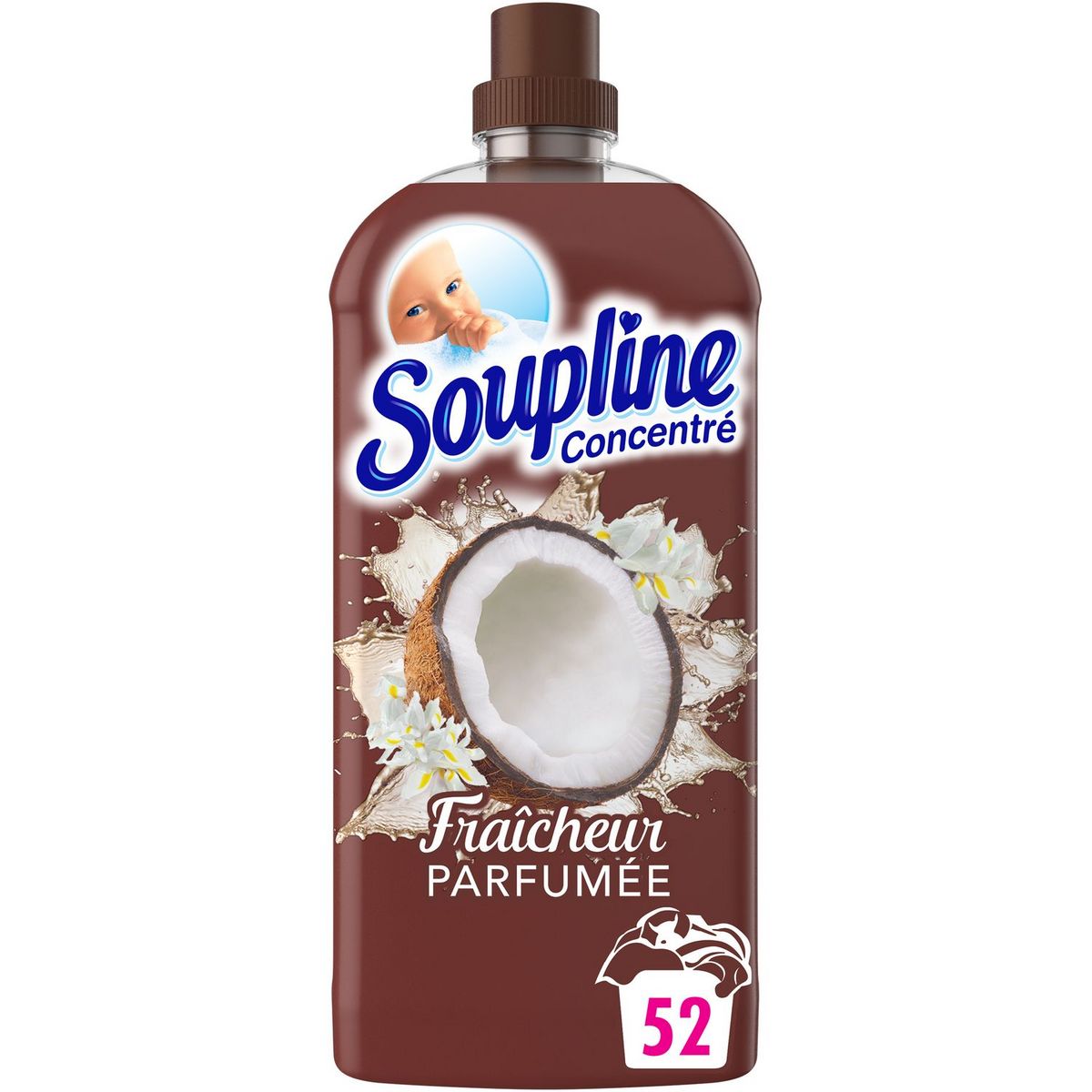 SOUPLINE Assouplissant concentré fraîcheur parfumé coco 52 lavages 1,2l