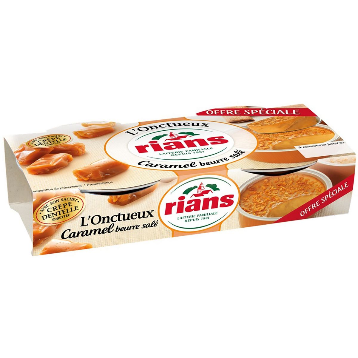 RIANS Rians L'Onctueux Crème caramel et beurre salé 2X90g 2X90g