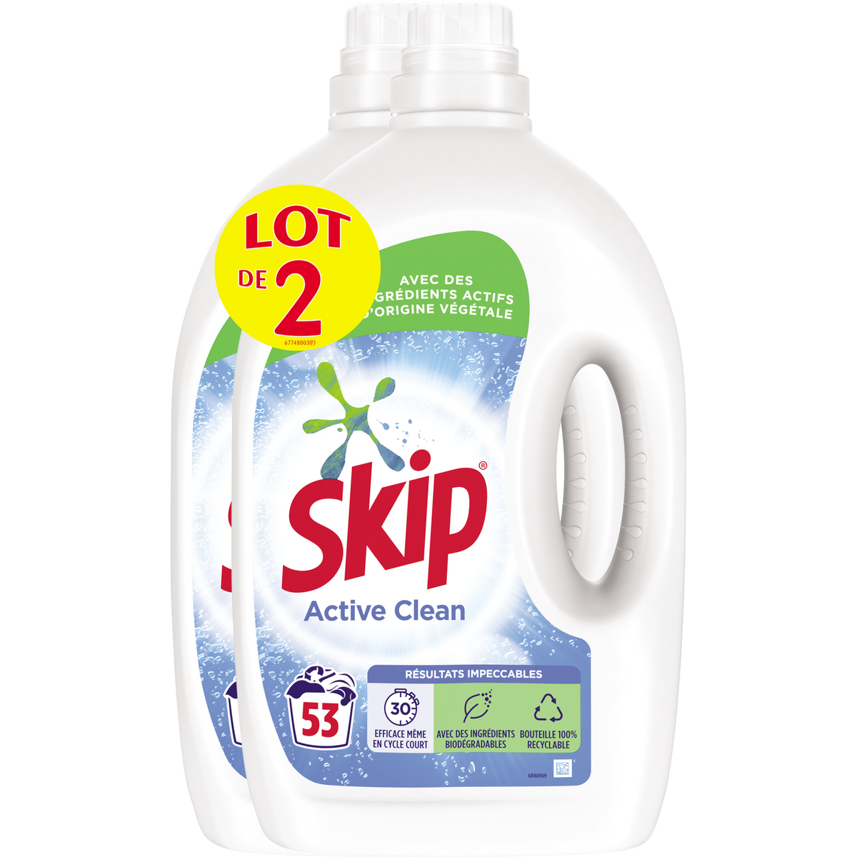 SKIP Skip Lessive liquide active clean 2X53 lavages 2x2.65l 2X53 lavages 2x2.65l