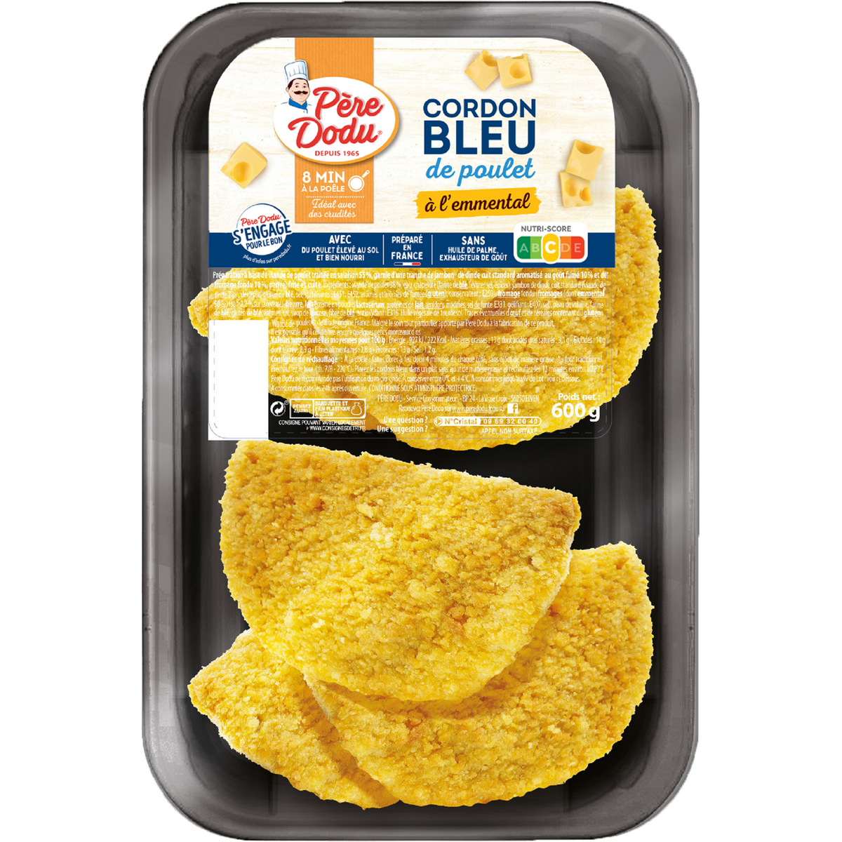 PERE DODU Cordon bleu de poulet à l'emmental  600g