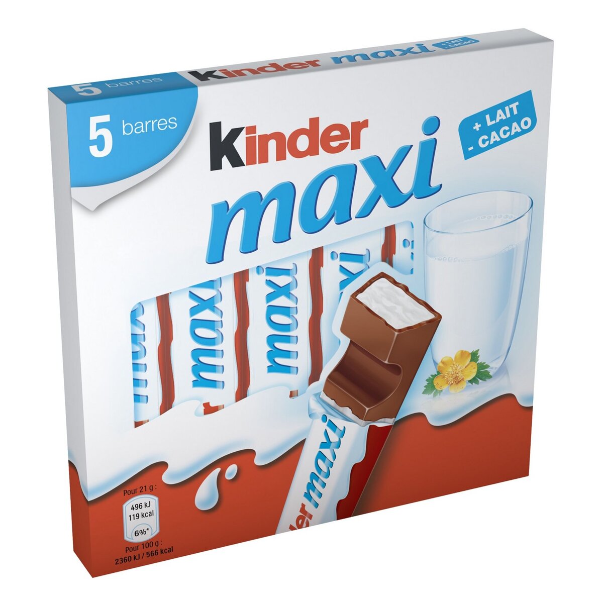 KINDER Maxi barres chocolatées 5 barres 110g