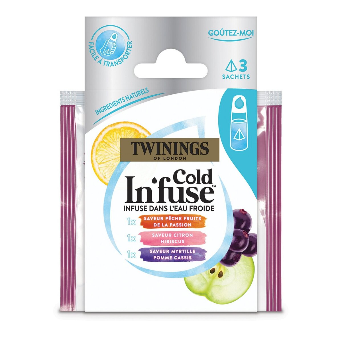 TWININGS Cold infuse assortiment d'infusion à froid  3 sachets 7,5g