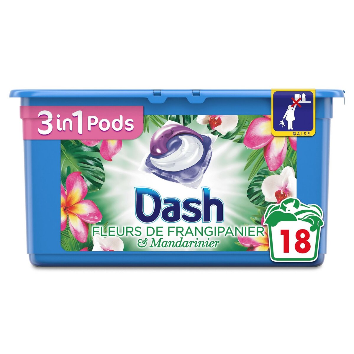 DASH Pods capsules de lessive 3 en 1 fraîcheur Lénor 18 lavages 18 capsules
