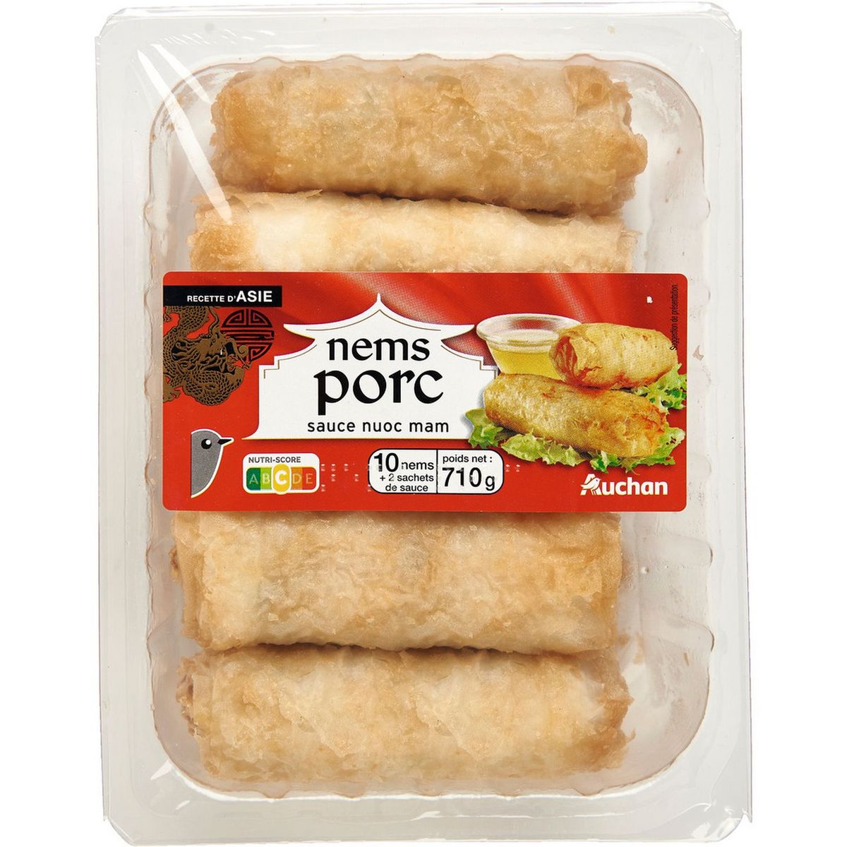 AUCHAN Nems au porc 10 pièces 710g
