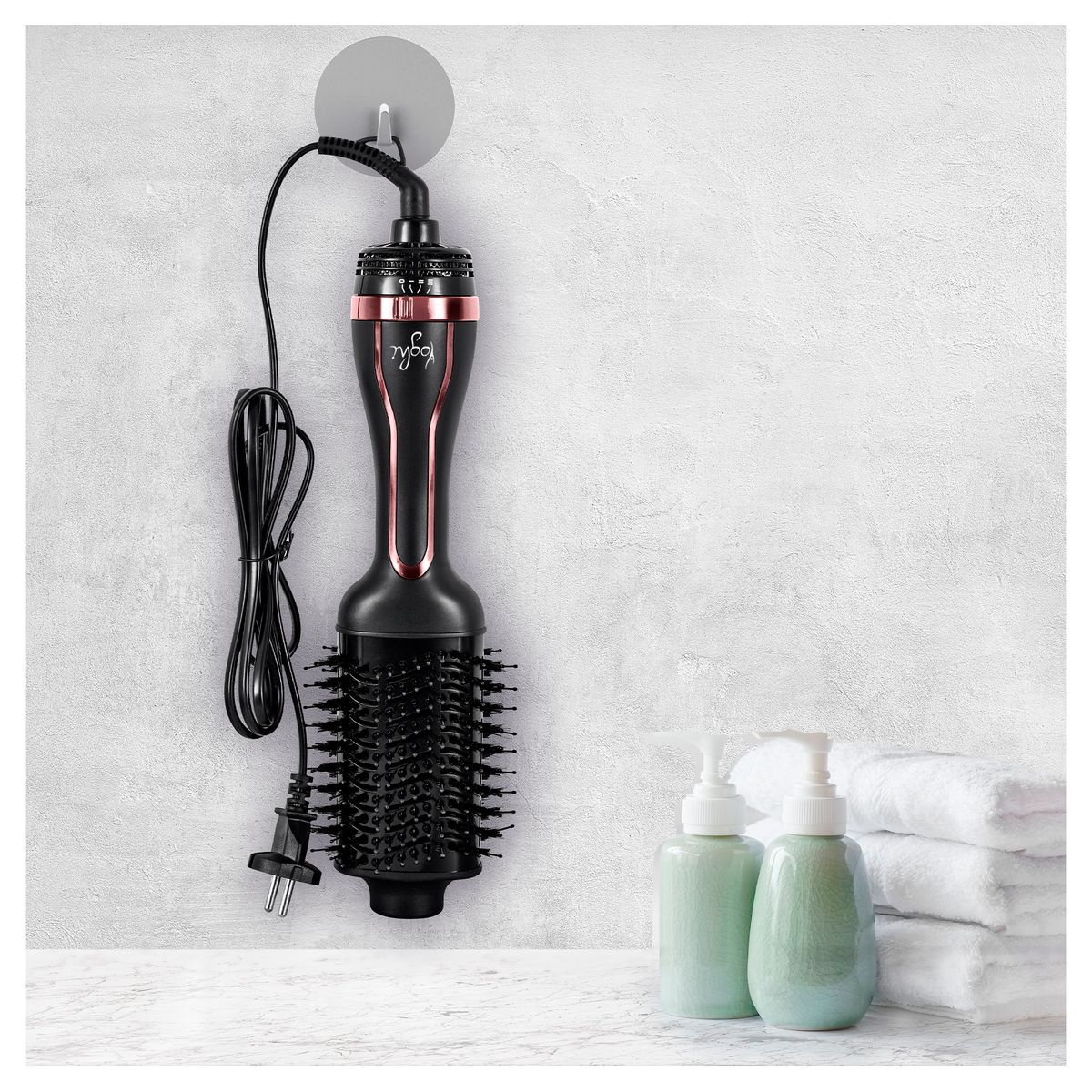 Voir la diapositive 4 : YOGHI 1100 W, 3 positions de température 50, 90 et 130 °C, Cordon pivotant à 360 °, Boucle de suspension