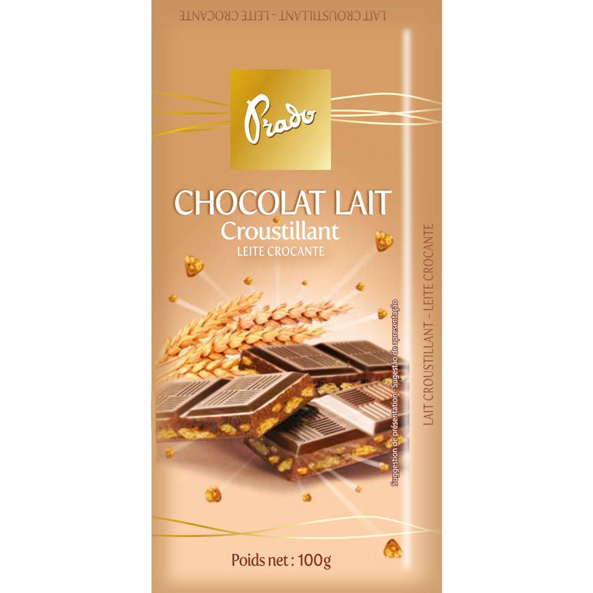 PRADO Tablette de chocolat au lait croustillant 2x100g