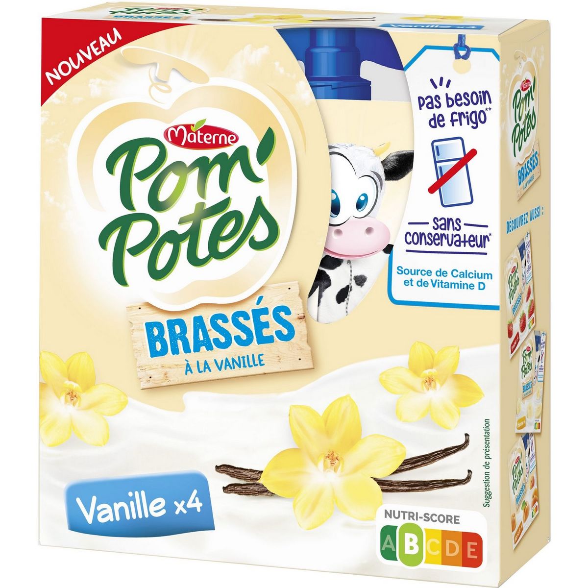POM'POTES Brassés gourdes à la vanille  4x85g