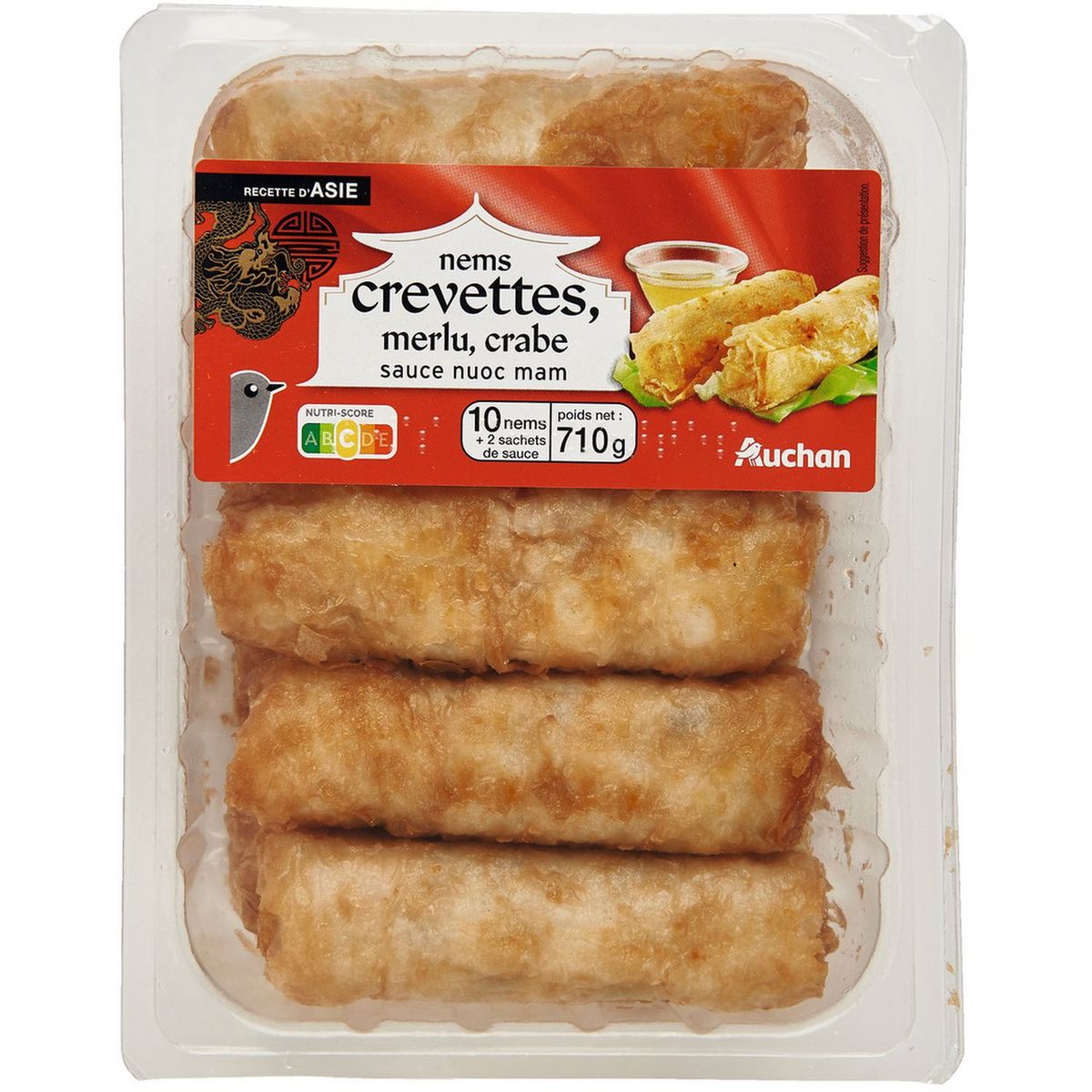 AUCHAN Nems à la crevette  10 pièces 710g