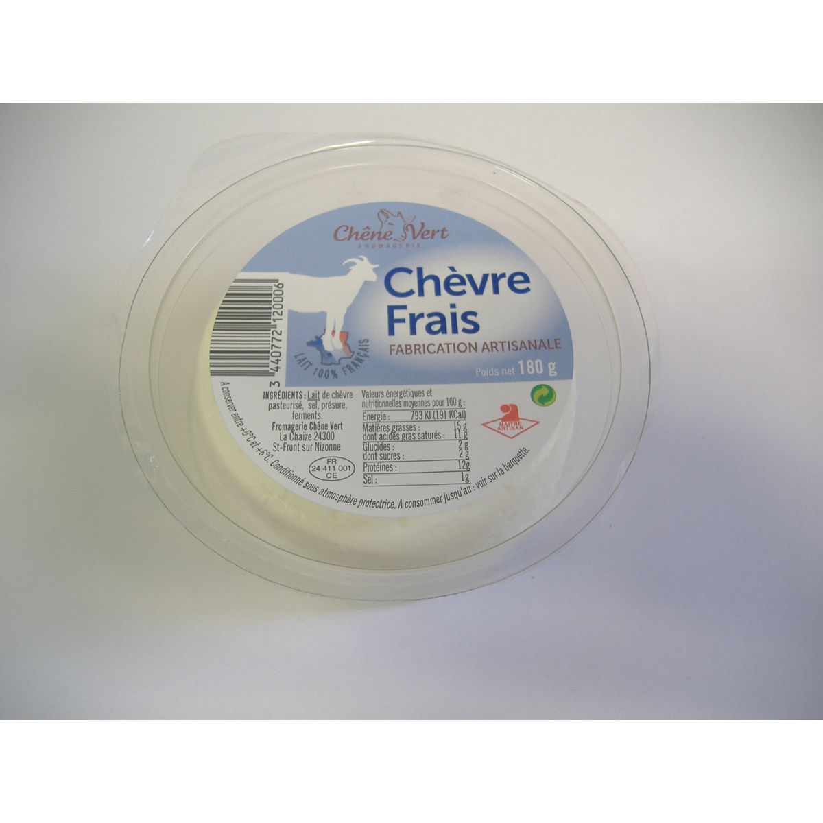 CHENE VERT Fromage de chèvre frais 180g