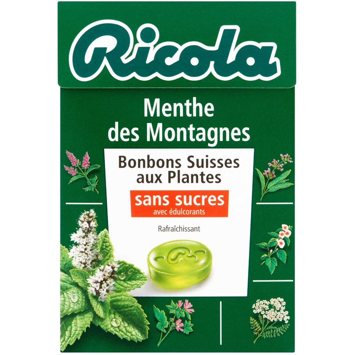 RICOLA Bonbons suisses aux plantes sans sucres saveur menthe des montagnes 50g