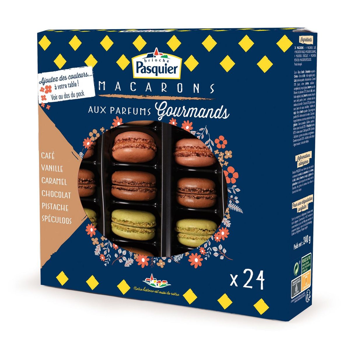 PASQUIER Macarons aux parfums gourmands 24 pièces  240g