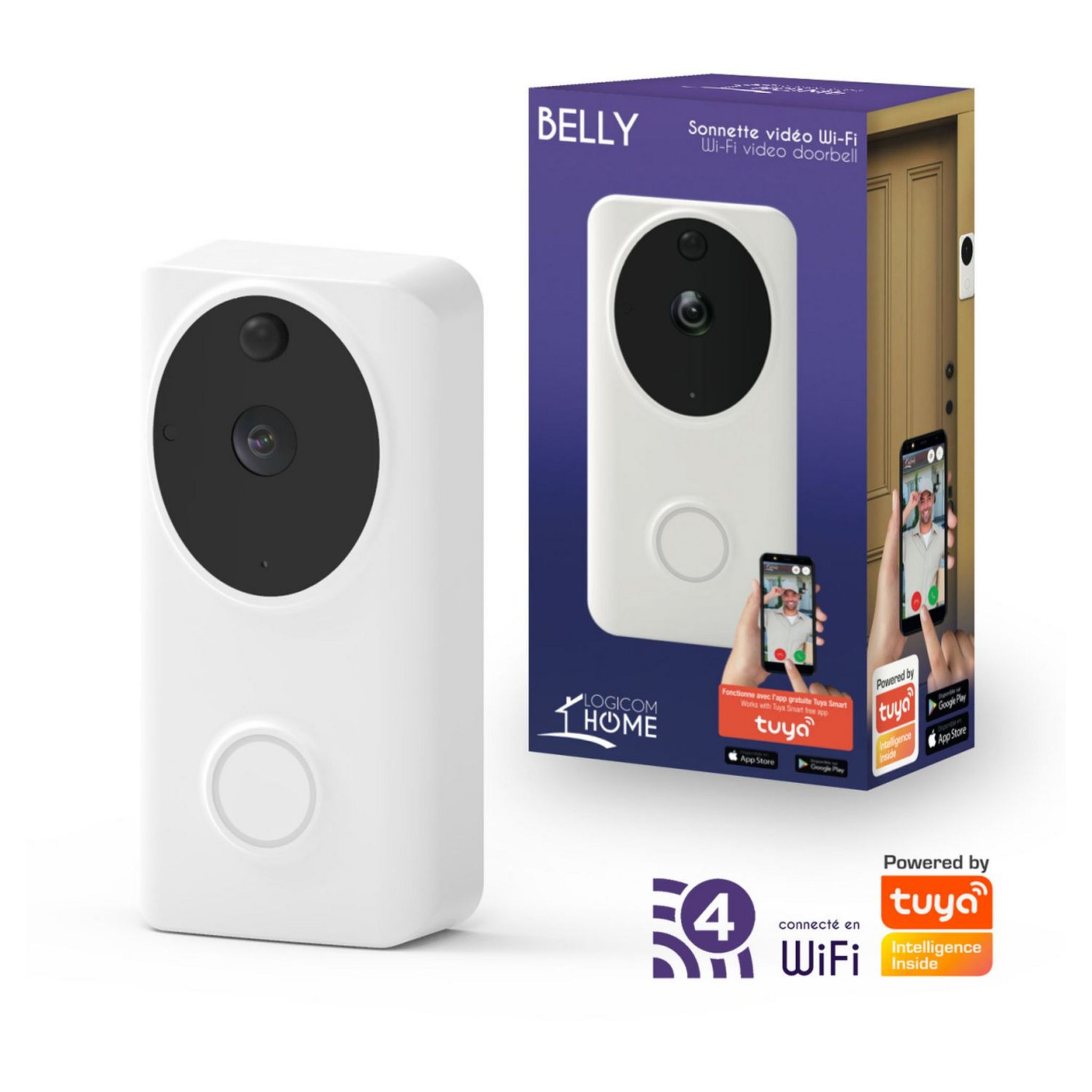 Voir la diapositive 2 : LOGICOM Sonnette vidéo connectée Wi-Fi Home Belly