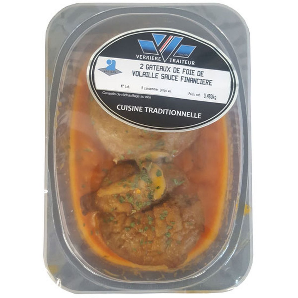 PATRICK VERRIERE Gâteau de foie de volaille à la sauce financière 2 pièces 480g
