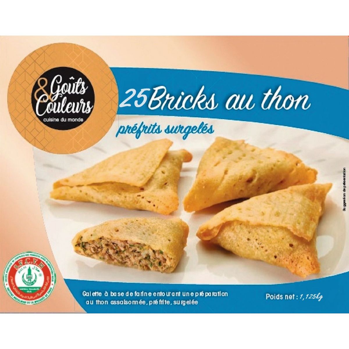 GOUTS & COULEURS Bricks au thon préfrits  25 pièces  1.125kg