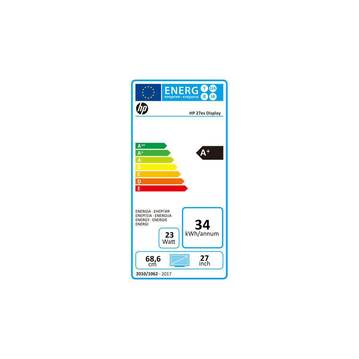 HP Ecran PC 27es 27 pouces Full HD Noir Argent