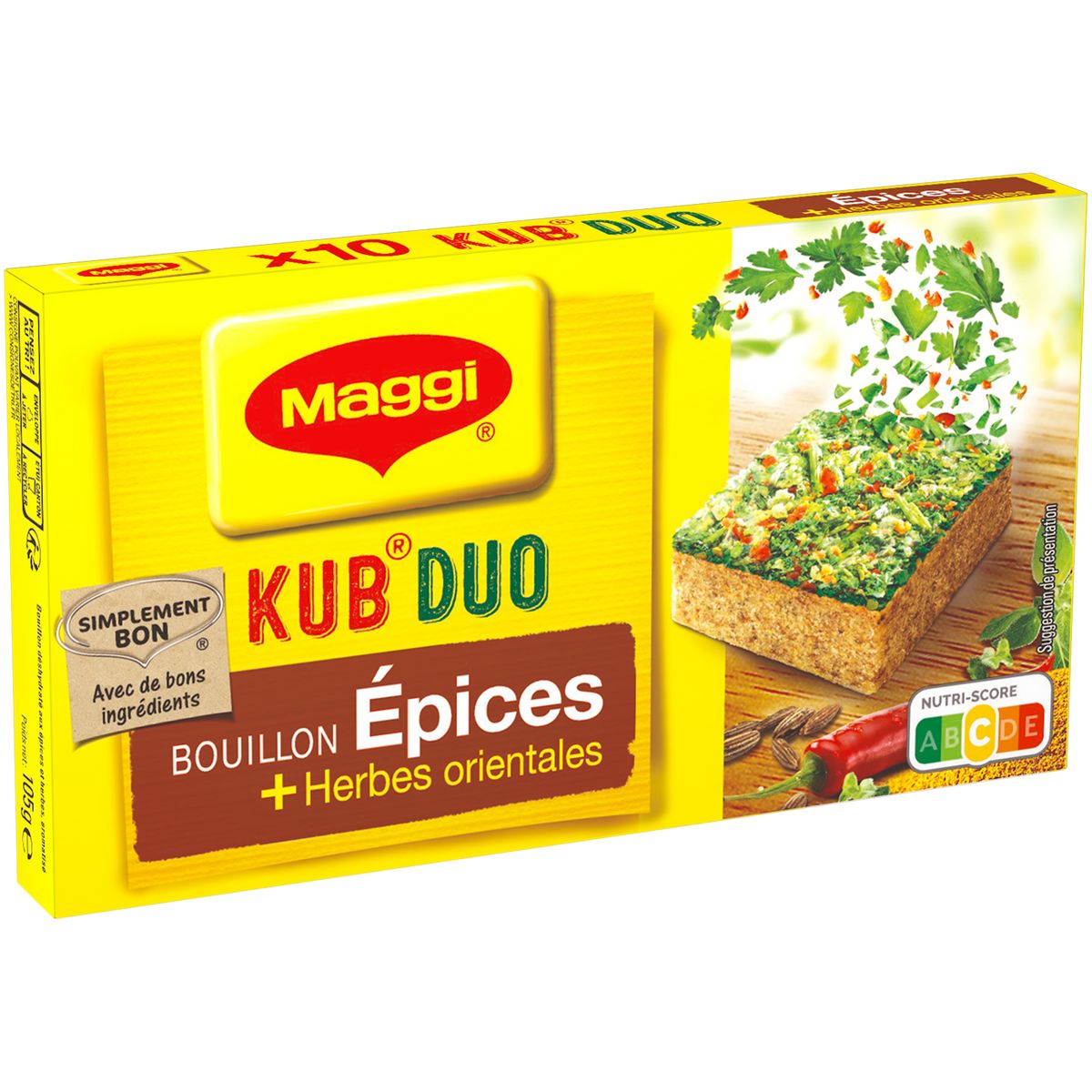 MAGGI Kub or bouillon déshydraté épices et herbes orientales 10 cubes 105g