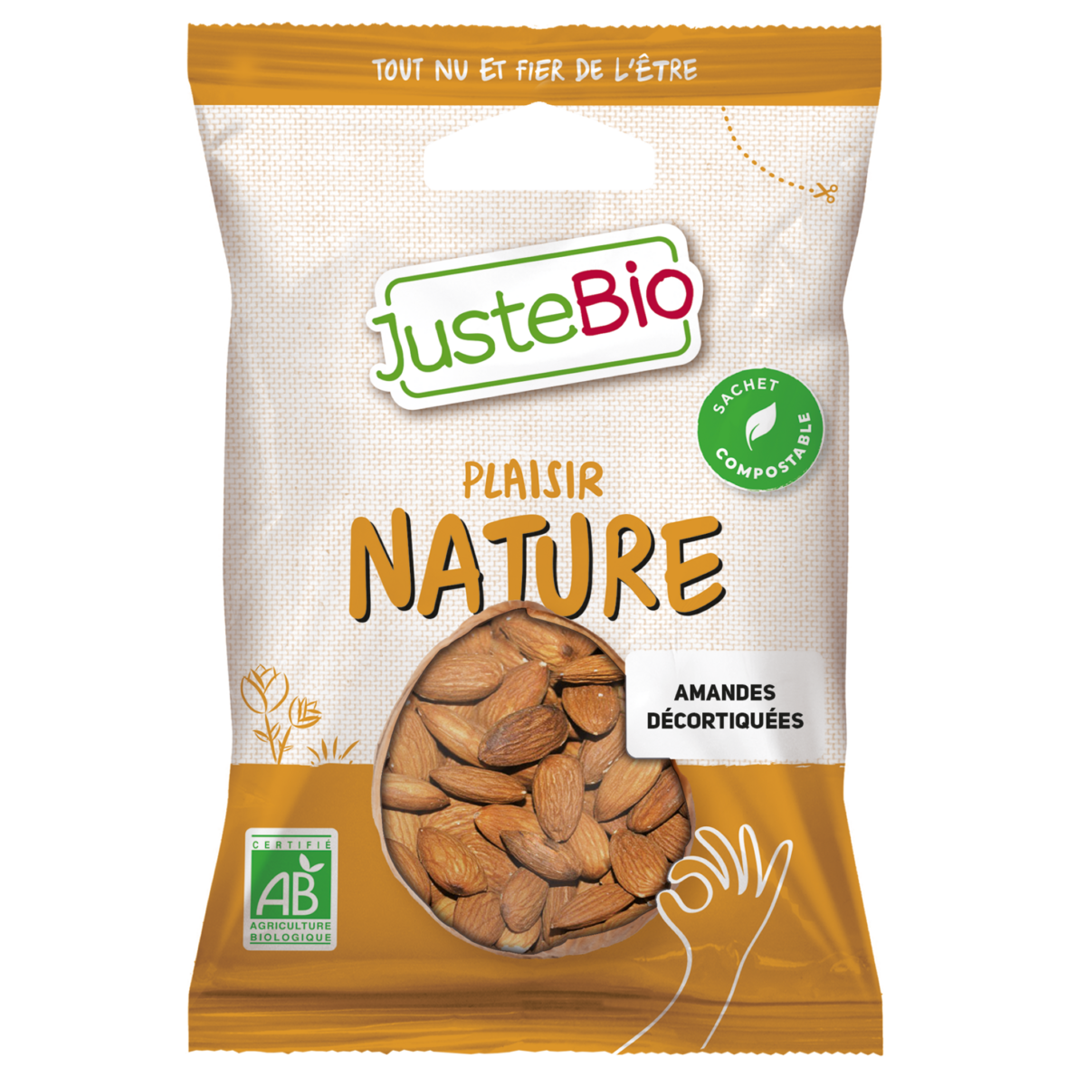 JUSTE BIO Plaisir nature amandes décortiquées 100g