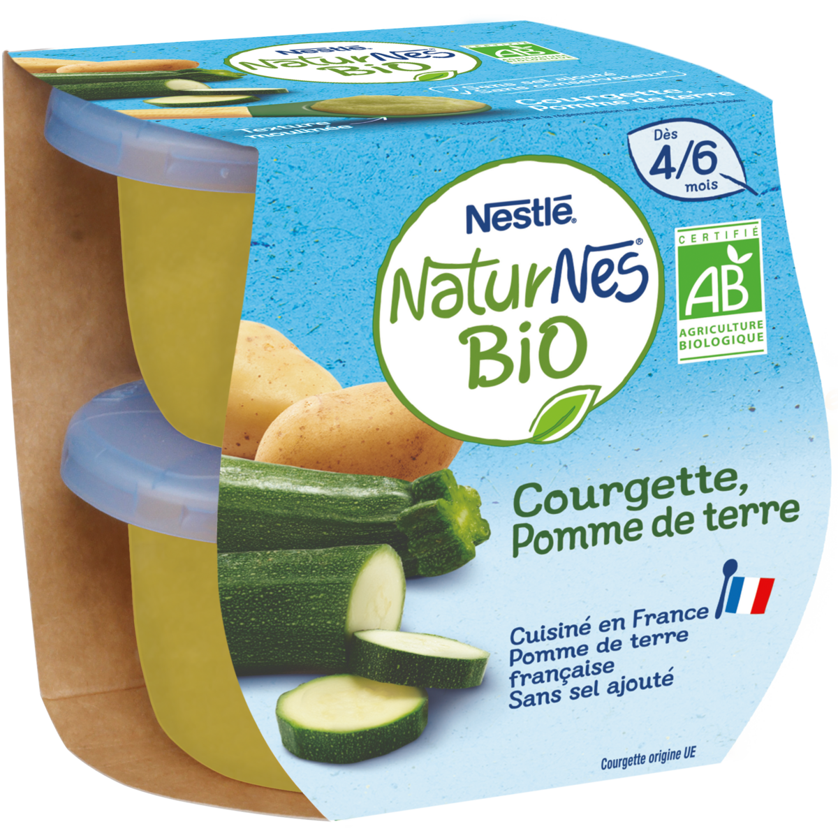 NESTLE Naturnes bol courgette et pomme de terre bio dès 4 mois 2x130g