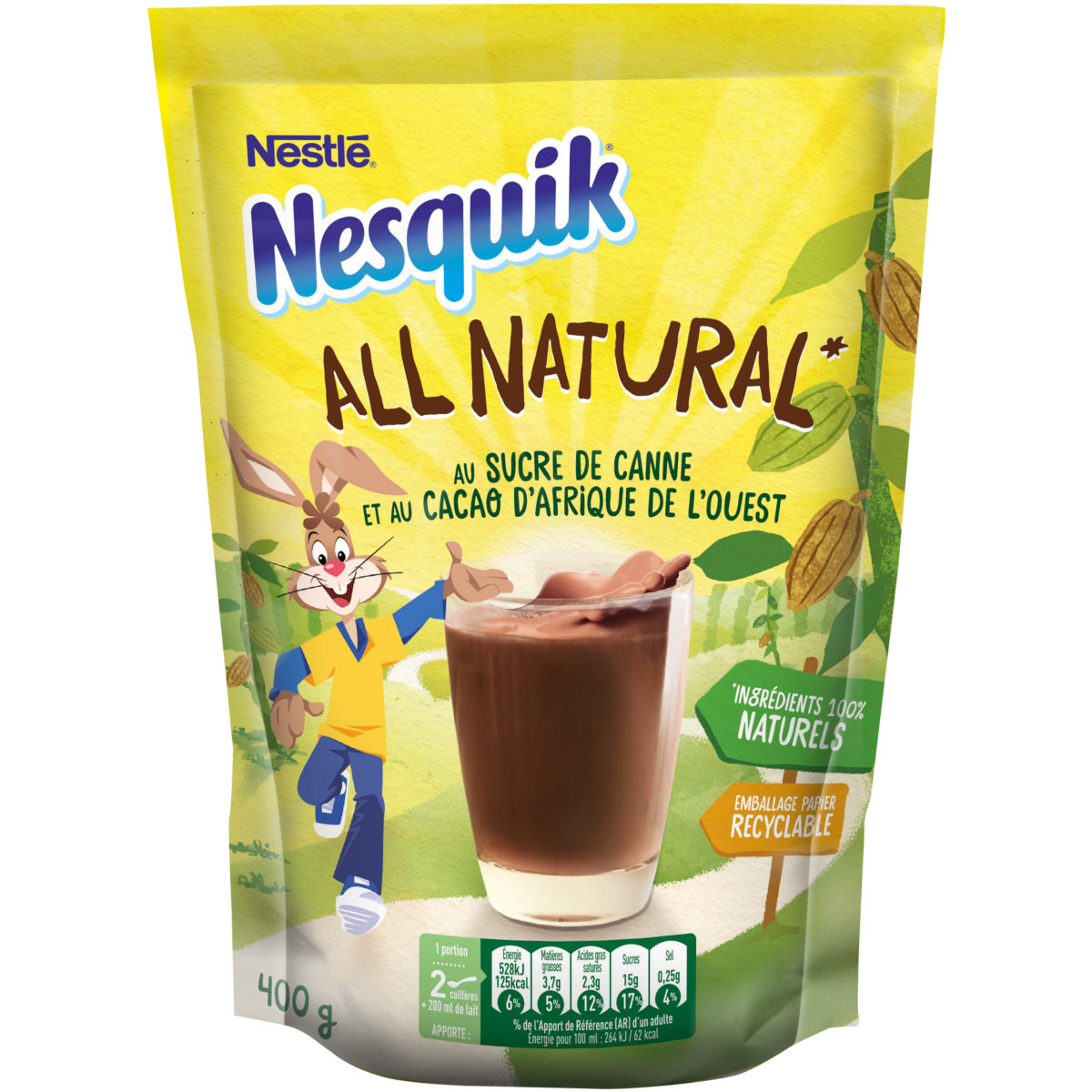 NESQUIK All natural Chocolat en poudre au sucre de canne 400g