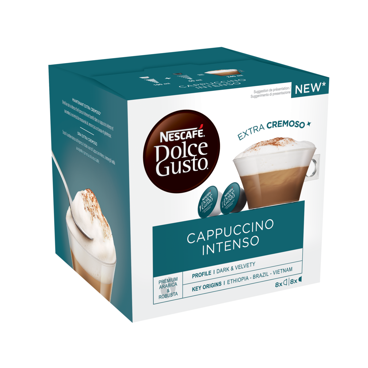 DOLCE GUSTO Cappuccino intense en dosette compatible Dolce Gusto 16 capsules 192g