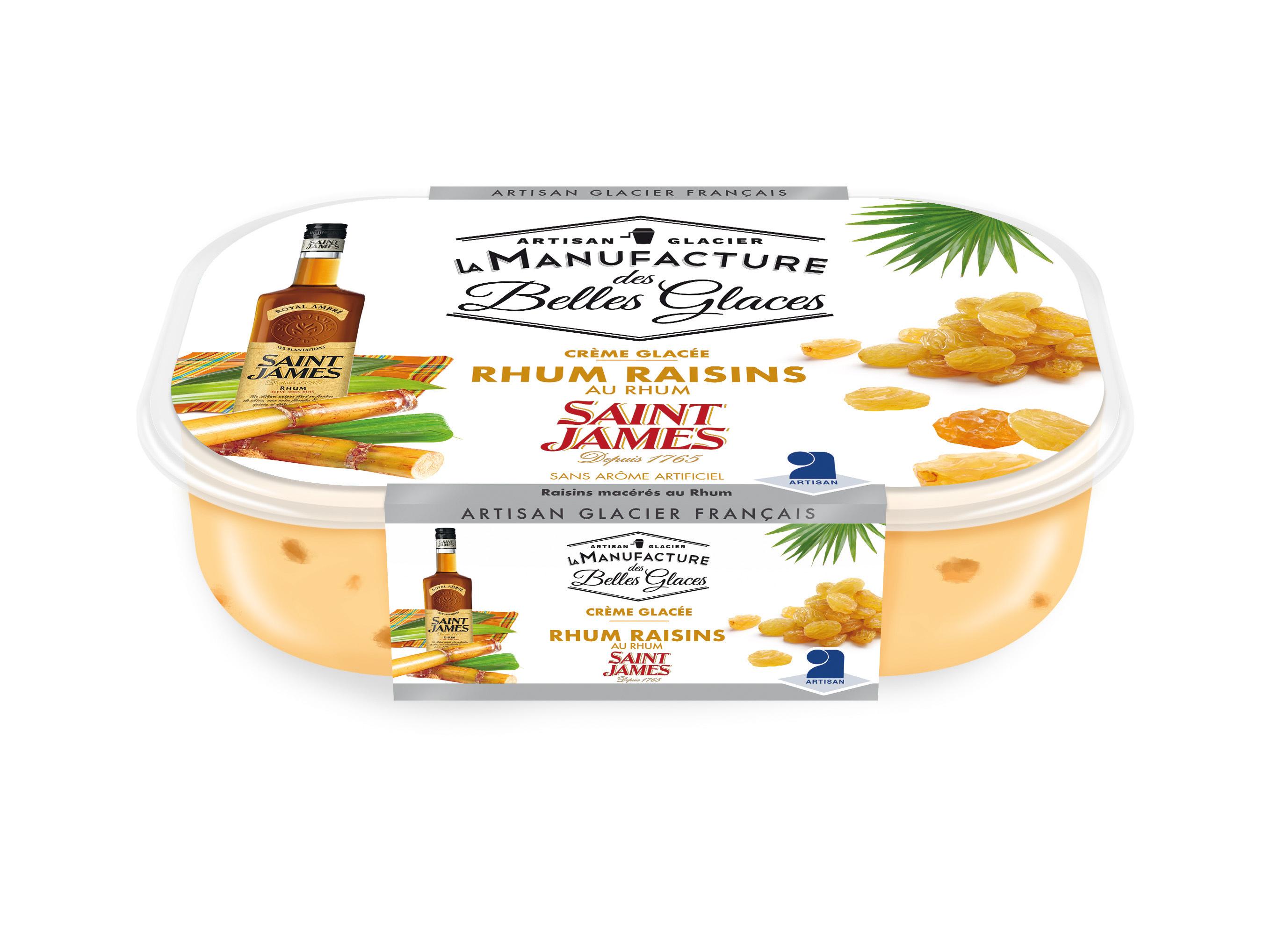 LA MANUFACTURE DES BELLES GLACES Créme glacée rhum raisins 487g
