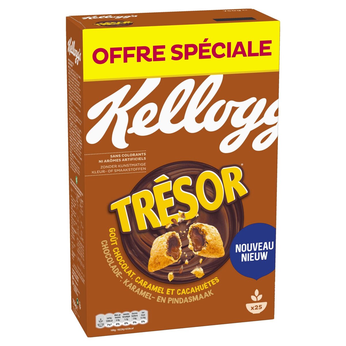 KELLOGG'S Trésor Céréales chocolat caramel et cacahuètes 750g