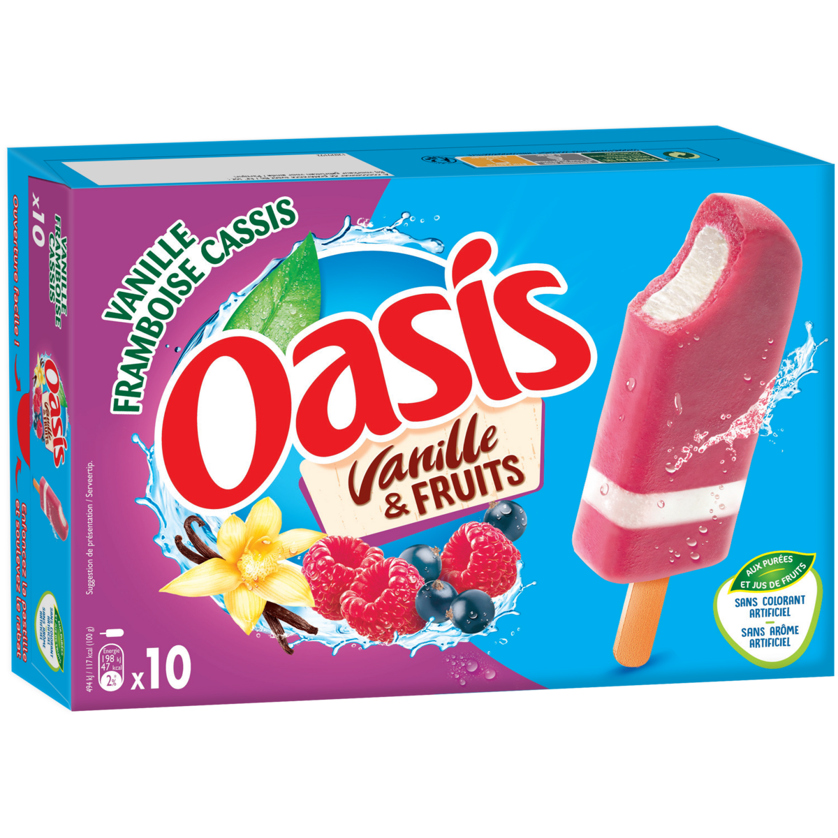 OASIS Bâtonnet vanille framboise cassis 400g