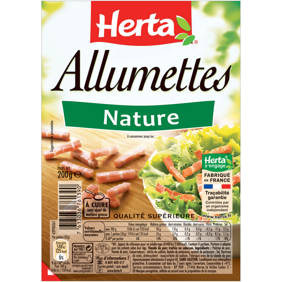 HERTA Allumettes nature 200g