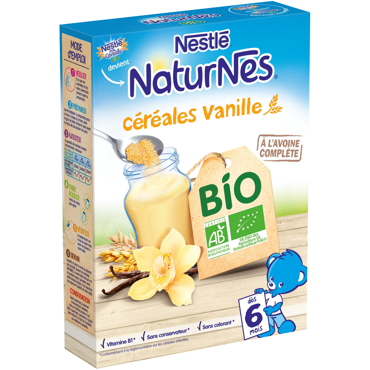 NESTLE Naturnes céréales à la vanille bio en poudre dès 6 mois 240g