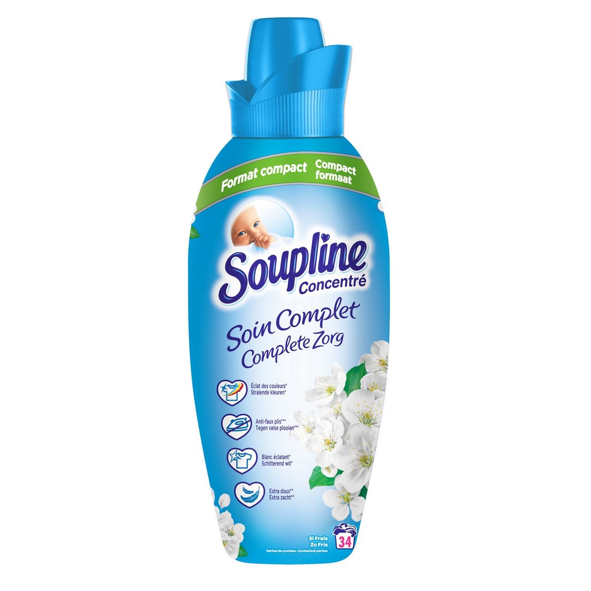 SOUPLINE Assouplissant concentré soin complet 34 lavages 800ml
