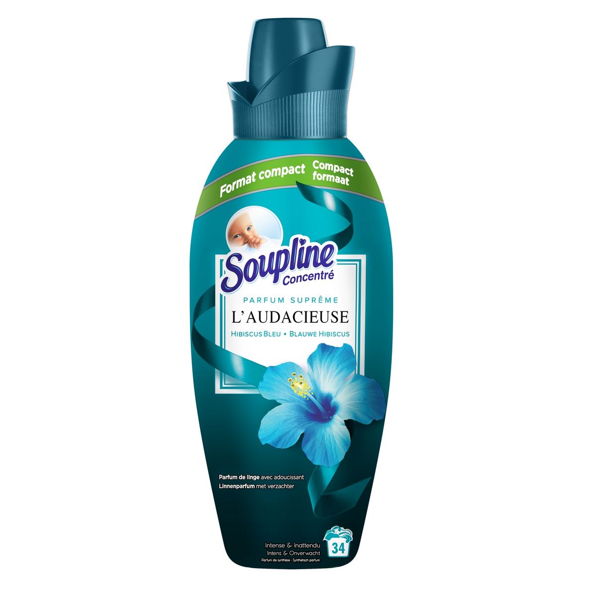 SOUPLINE Assouplissant concentré audacieuse hibiscus 34 lavages 800ml