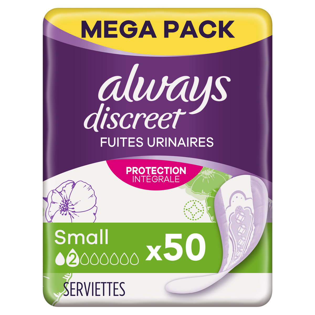 ALWAYS Discreet Serviettes pour fuites urinaires small 50 serviettes