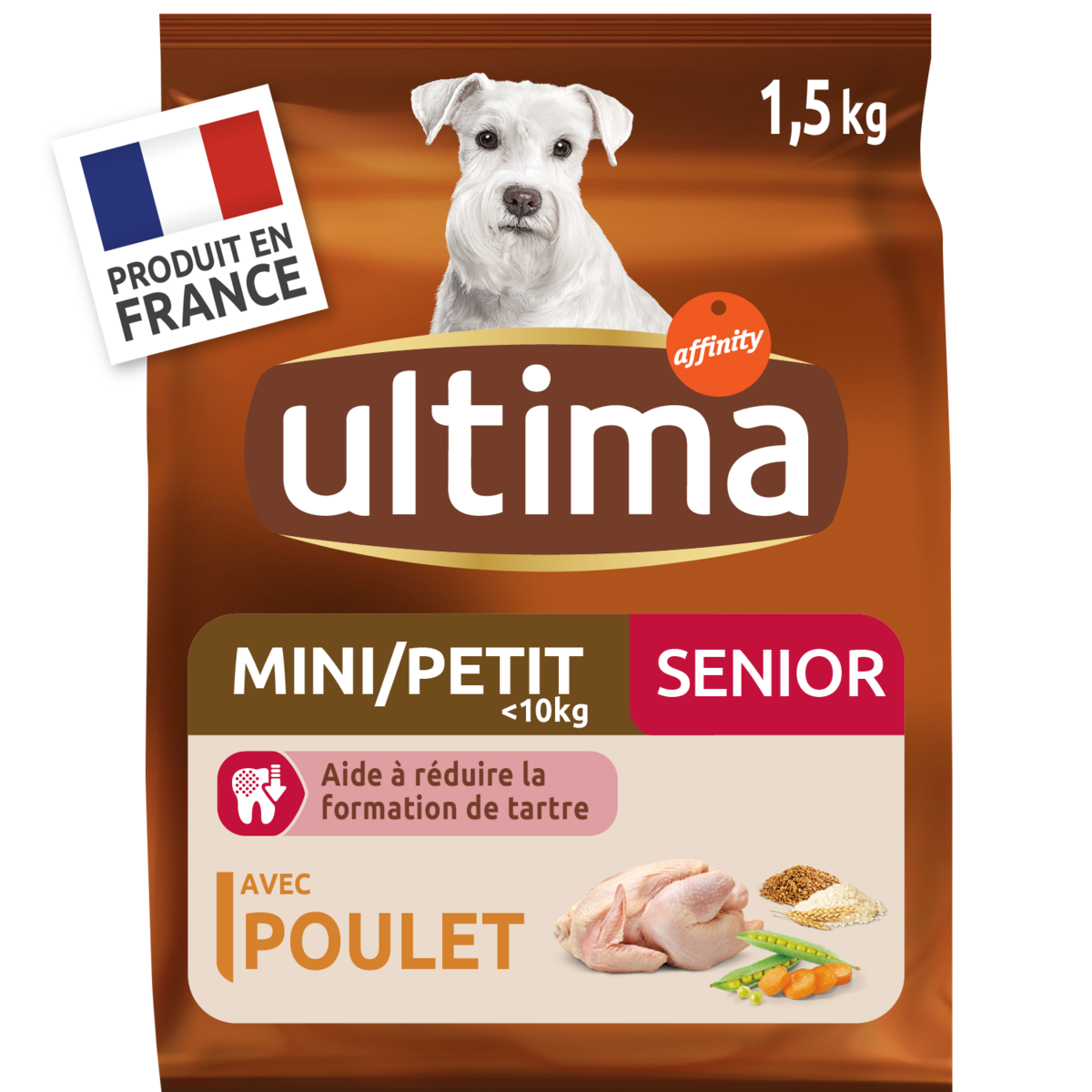 ULTIMA Mini senior croquettes au poulet pour chien 1,5kg