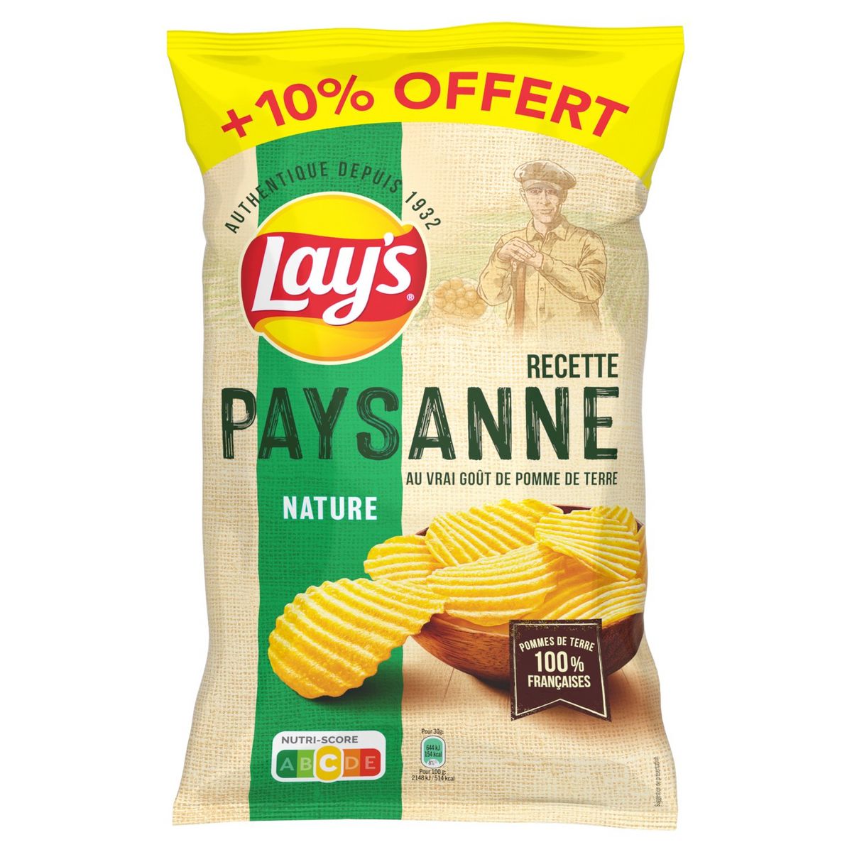 LAY'S Chips paysannes nature 300g + 10% offert